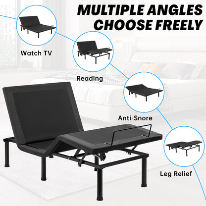 Adjustable Bed Frame with Massage & Remote – USB, LED Light, Twin to King Sizes - with Twin Size | Sold by Uncle Wiener's Wholesale