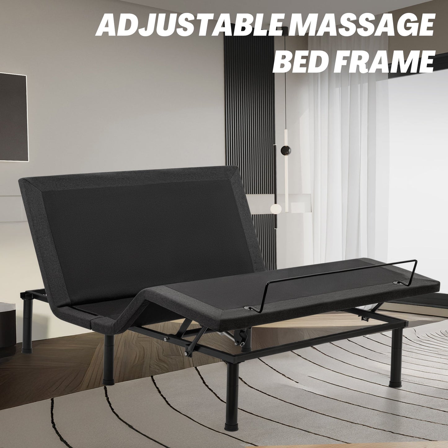 Adjustable Bed Frame with Massage & Remote – USB, LED Light, Twin to King Sizes - with Queen Size | Sold by Uncle Wiener's Wholesale