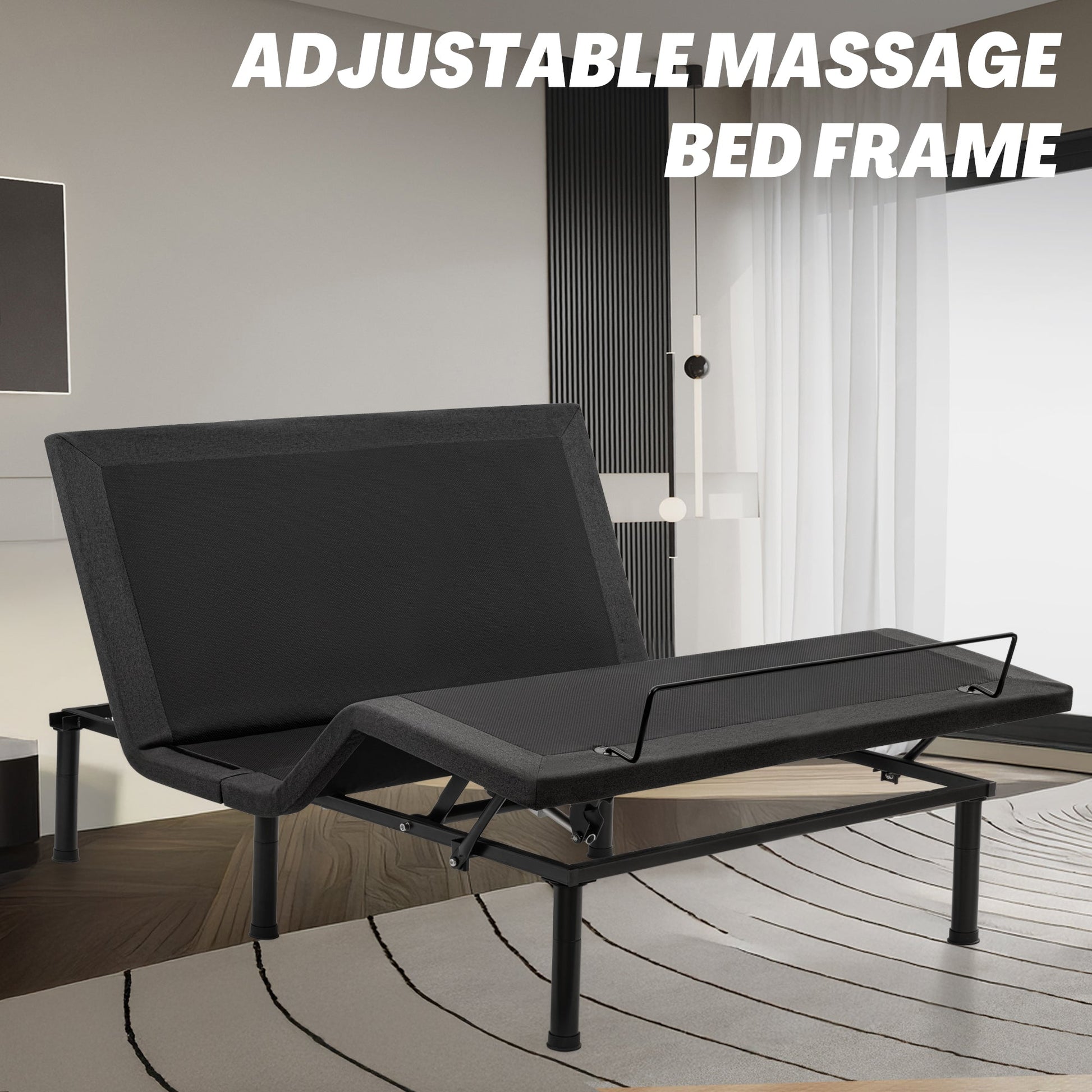 Adjustable Bed Frame with Massage & Remote – USB, LED Light, Twin to King Sizes - with Queen Size | Sold by Uncle Wiener's Wholesale