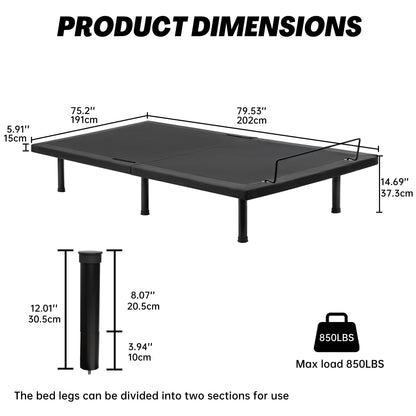Adjustable Bed Frame with Massage & Remote – USB, LED Light, Twin to King Sizes - with King Size | Sold by Uncle Wiener's Wholesale