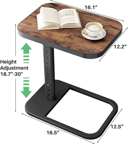 Adjustable C - Shaped TV Tray Side Table With Flip Top 29.5" S3995 - with | Sold by Uncle Wiener's Wholesale