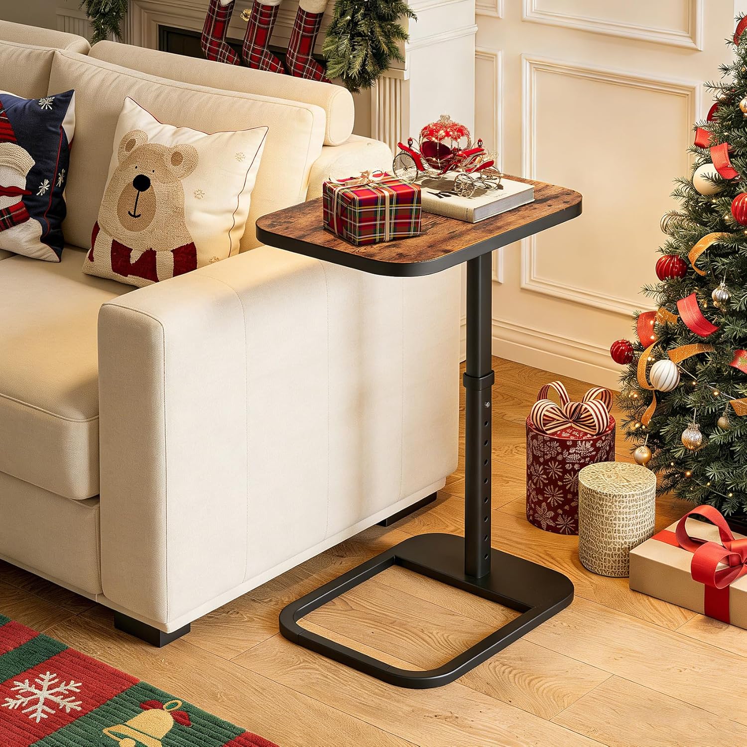 Adjustable C - Shaped TV Tray Side Table With Flip Top 29.5" S3995 - with | Sold by Uncle Wiener's Wholesale