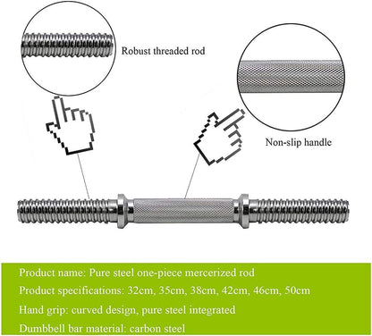 Adjustable Chrome Dumbbell Bar Set 35.5cm – Standard 25mm Weight Plate Bar Handles with Star Lock Collars – STDBH14 - with | Sold by Uncle Wiener's Wholesale