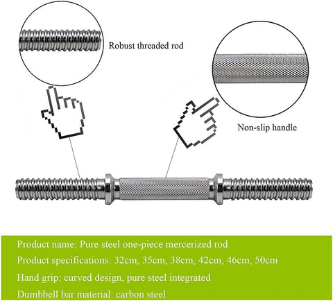 Adjustable Chrome Dumbbell Bar Set 35.5cm – Standard 25mm Weight Plate Bar Handles with Star Lock Collars – STDBH14 - with | Sold by Uncle Wiener's Wholesale