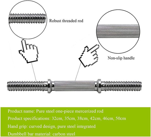 Adjustable Chrome Dumbbell Bar Set 35.5cm – Standard 25mm Weight Plate Bar Handles with Star Lock Collars – STDBH14 - with | Sold by Uncle Wiener's Wholesale