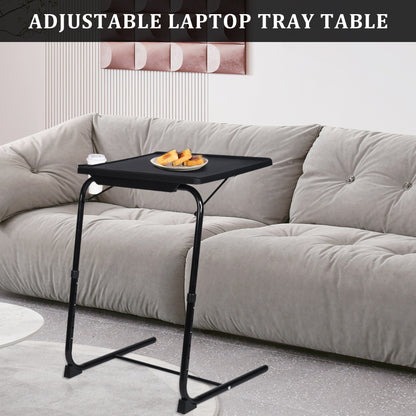 Adjustable Folding TV Tray Table with 6 Heights & 3 Tilt Angles – Portable TV Dinner Tray, Sofa Bed Desk, Black AMBT42 - with | Sold by Uncle Wiener's Wholesale