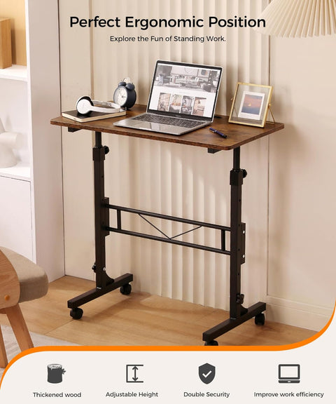Adjustable Height Mobile Standing Desk 27″–43.5″ with Wheels K2025 - with | Sold by Uncle Wiener's Wholesale