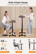 Adjustable Height Mobile Standing Desk 27″–43.5″ with Wheels K2025 - with | Sold by Uncle Wiener's Wholesale