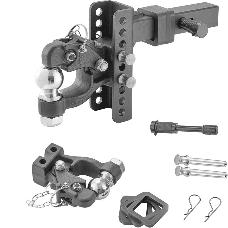 Adjustable Pintle Hitch Hook Combo – 2 - 5/16" Ball, Max Towing 13,000 lbs PHC13K - with | Sold by Uncle Wiener's Wholesale