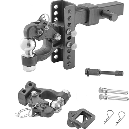 Adjustable Pintle Hitch Hook Combo – 2 - 5/16" Ball, Max Towing 13,000 lbs PHC13K - with | Sold by Uncle Wiener's Wholesale