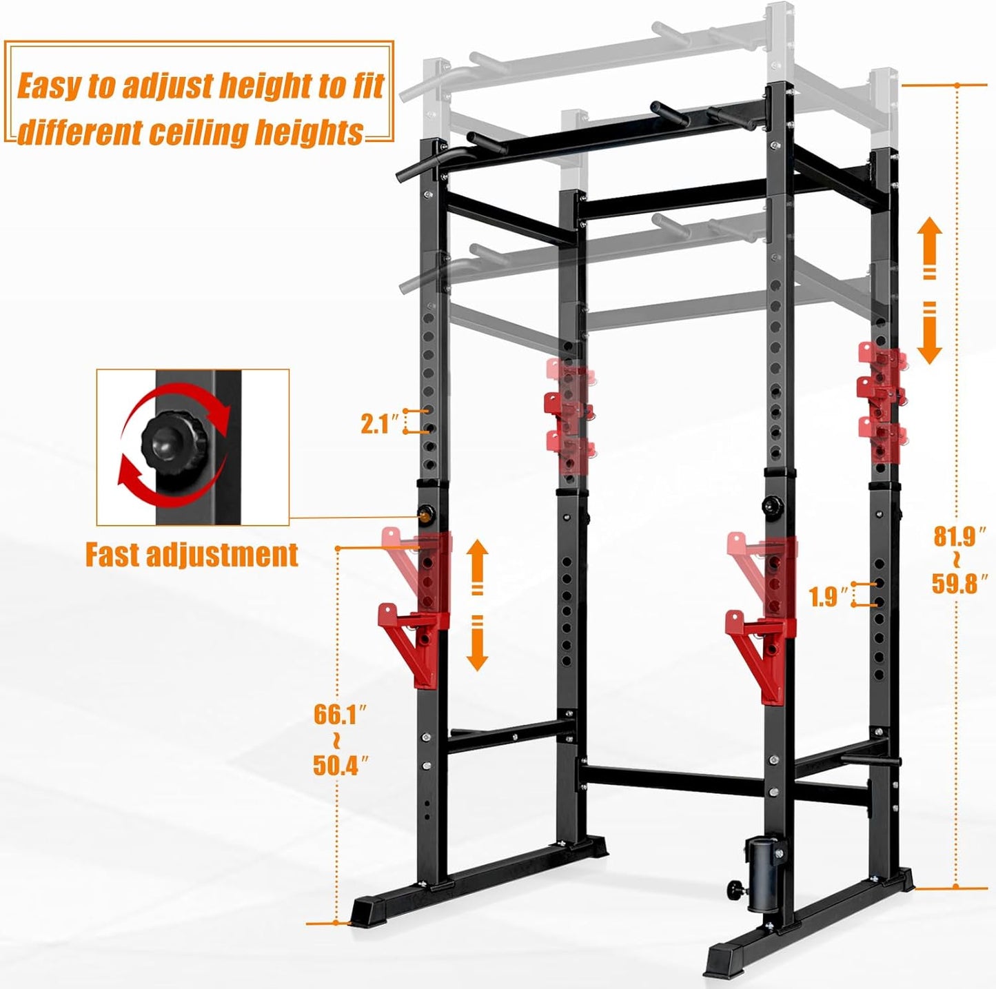 Adjustable Power Squat Rack Stand 660 lb Capacity Home Gym Equipment PRC433660 - with | Sold by Uncle Wiener's Wholesale