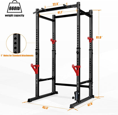 Adjustable Power Squat Rack Stand 660 lb Capacity Home Gym Equipment PRC433660 - with | Sold by Uncle Wiener's Wholesale