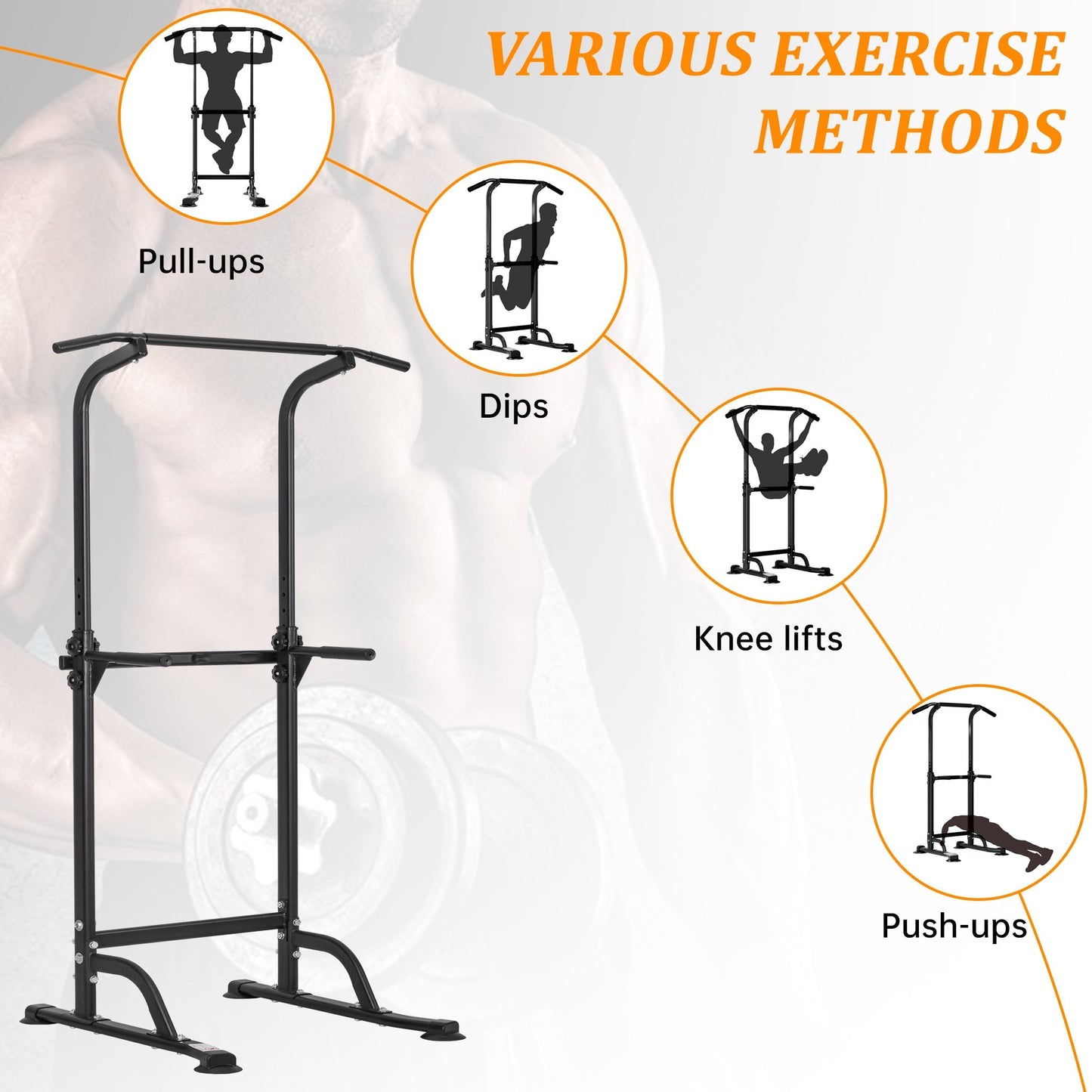 Adjustable Power Tower Pull - Up Dip Station – 10 - Level Height, 330 lb Load, Multi - Function Workout Equipment – AMEPT99 - with | Sold by Uncle Wiener's Wholesale