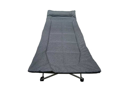 Adjustable Reclining Folding Camping Bed with Headrest, Steel Frame & Cotton Linen Fabric, Portable Guest Cot CR0060 - with | Sold by Uncle Wiener's Wholesale
