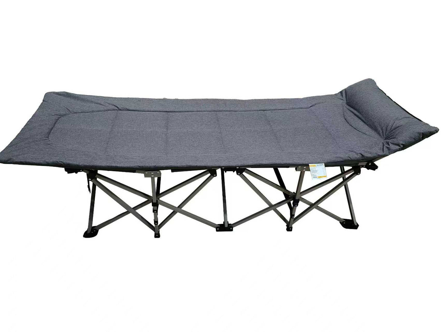 Adjustable Reclining Folding Camping Bed with Headrest, Steel Frame & Cotton Linen Fabric, Portable Guest Cot CR0060 - with | Sold by Uncle Wiener's Wholesale