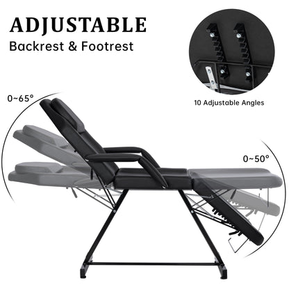 Adjustable Reclining Massage Table – Spa Facial Chair with Armrests & 330 lb Max Load | SKU: AMRMT1880 - with | Sold by Uncle Wiener's Wholesale