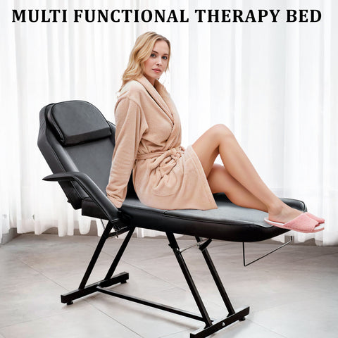 Adjustable Reclining Massage Table – Spa Facial Chair with Armrests & 330 lb Max Load | SKU: AMRMT1880 - with | Sold by Uncle Wiener's Wholesale