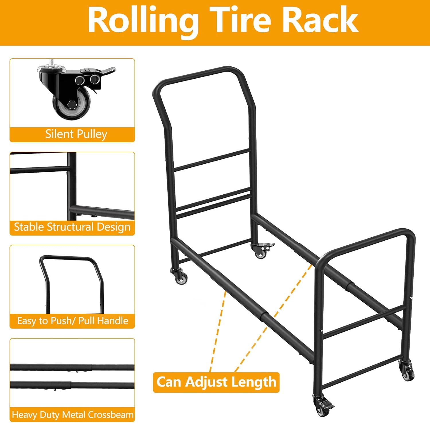 Adjustable Rolling Tire Rack Storage Cart Heavy Duty Shop Organizer TC4822 - with | Sold by Uncle Wiener's Wholesale
