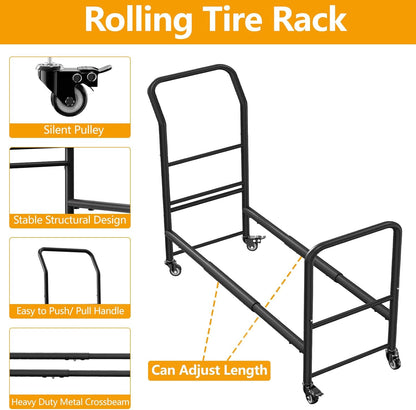 Adjustable Rolling Tire Rack Storage Cart Heavy Duty Shop Organizer TC4822 - with | Sold by Uncle Wiener's Wholesale