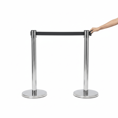 Adjustable Stainless Steel Crowd Control Barrier Post | Retractable Belt Stanchion 1127501 - Furniture with | Sold by Uncle Wiener's Wholesale