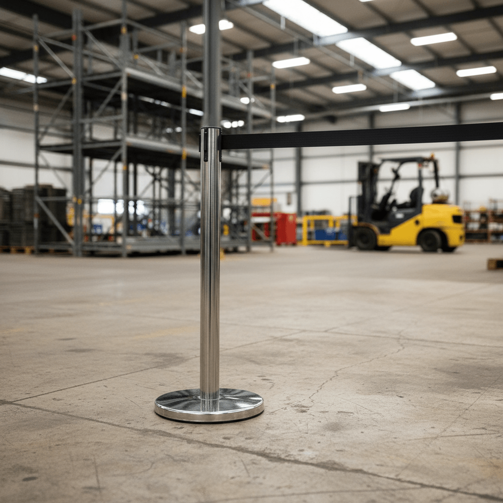 Adjustable Stainless Steel Crowd Control Barrier Post | Retractable Belt Stanchion 1127501 - Furniture with | Sold by Uncle Wiener's Wholesale