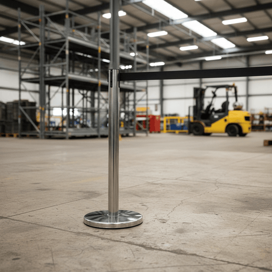 Adjustable Stainless Steel Crowd Control Barrier Post | Retractable Belt Stanchion 1127501 - Furniture with | Sold by Uncle Wiener's Wholesale
