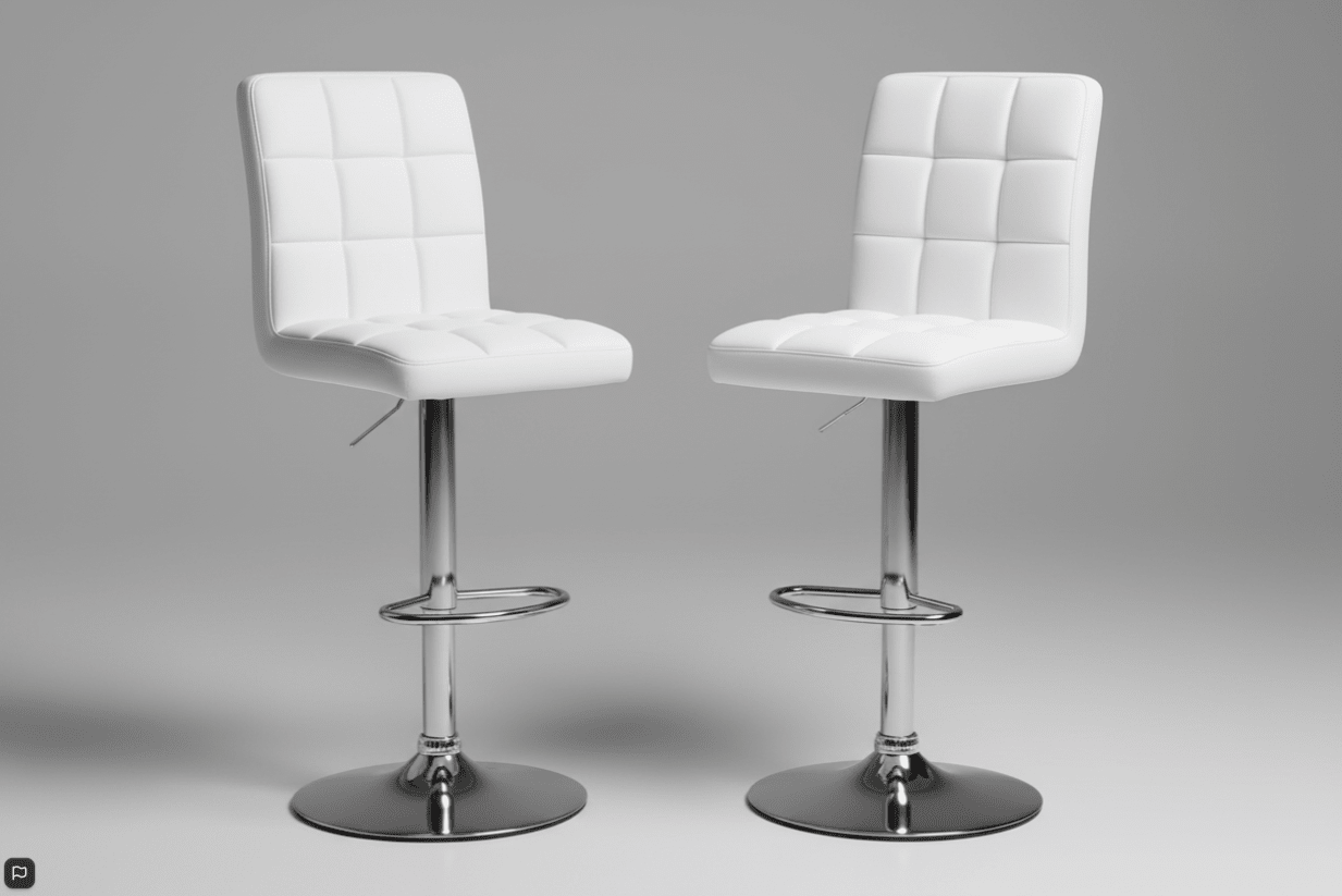 Adjustable Swivel Leather Bar Stool – Modern Padded Counter Chair (1 or 2 Pack) - Hand Tools with 2-Pack – White BS062W2 | Sold by Uncle Wiener's Wholesale