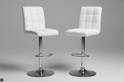 Adjustable Swivel Leather Bar Stool – Modern Padded Counter Chair (1 or 2 Pack) - Hand Tools with 2-Pack – White BS062W2 | Sold by Uncle Wiener's Wholesale