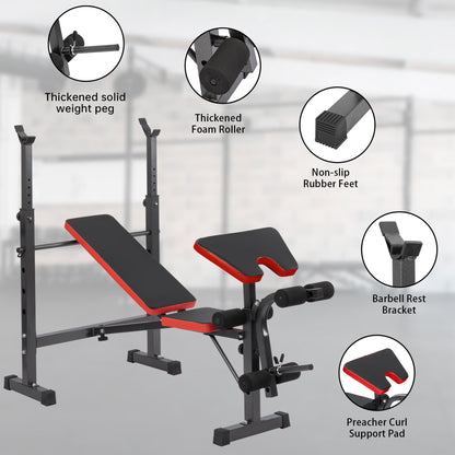 Adjustable Weight Bench with Barbell Rack, Dumbbell Storage, Dip Handles & 280 kg Load Capacity WEB9752 - with | Sold by Uncle Wiener's Wholesale