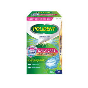 Polident Daily Care Denture Cleaner Tablets – 96 Count Antibacterial Denture & Partial Cleaner