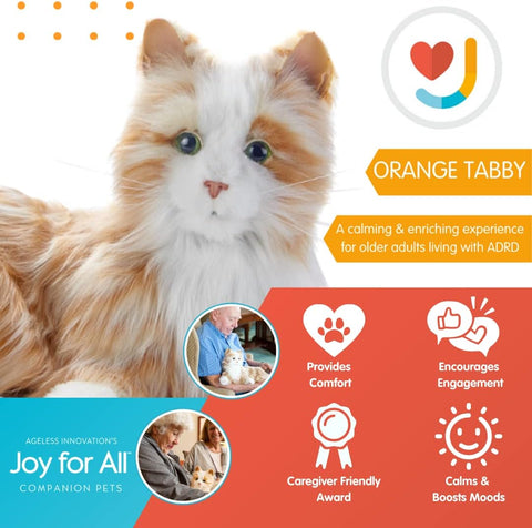 Ageless Innovation | Joy For All Companion Pets | Orange Tabby Cat | Lifelike & Realistic - with | Sold by Uncle Wiener's Wholesale