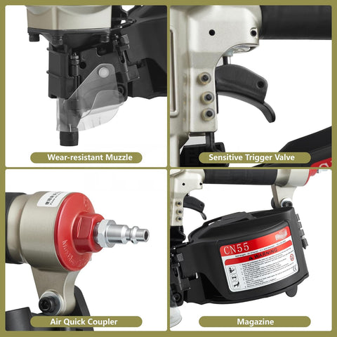 Air Coil Nail Gun – 1"–2 - 1/4" Industrial Coil Nailer 120 PSI CN55 - with | Sold by Uncle Wiener's Wholesale