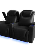 Air Leather 2 - Person Power Reclining Home Theater Sofa with USB & LED Lighting – 112613 - with Black & Gray | Sold by Uncle Wiener's Wholesale