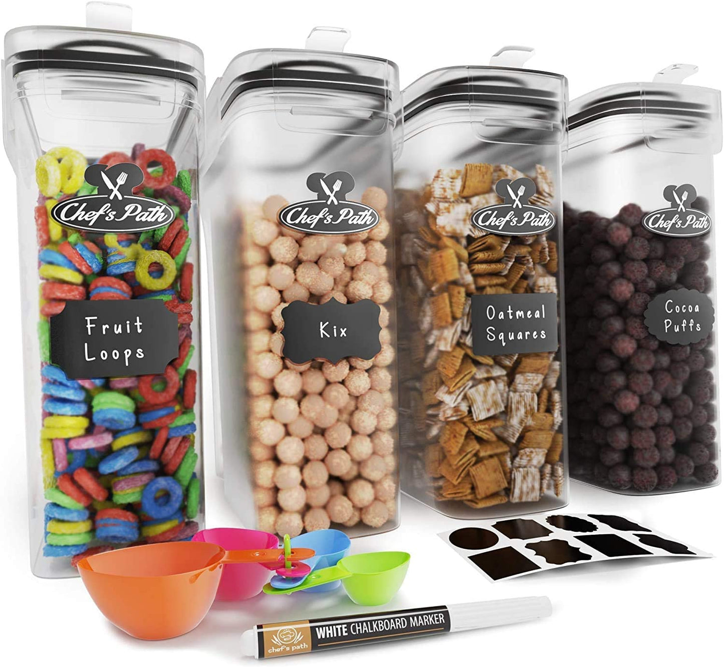Airtight Cereal Container Storage Set (4 PCS) – BPA - Free Pantry Organization S3063 - Food Storage Containers with | Sold by Uncle Wiener's Wholesale