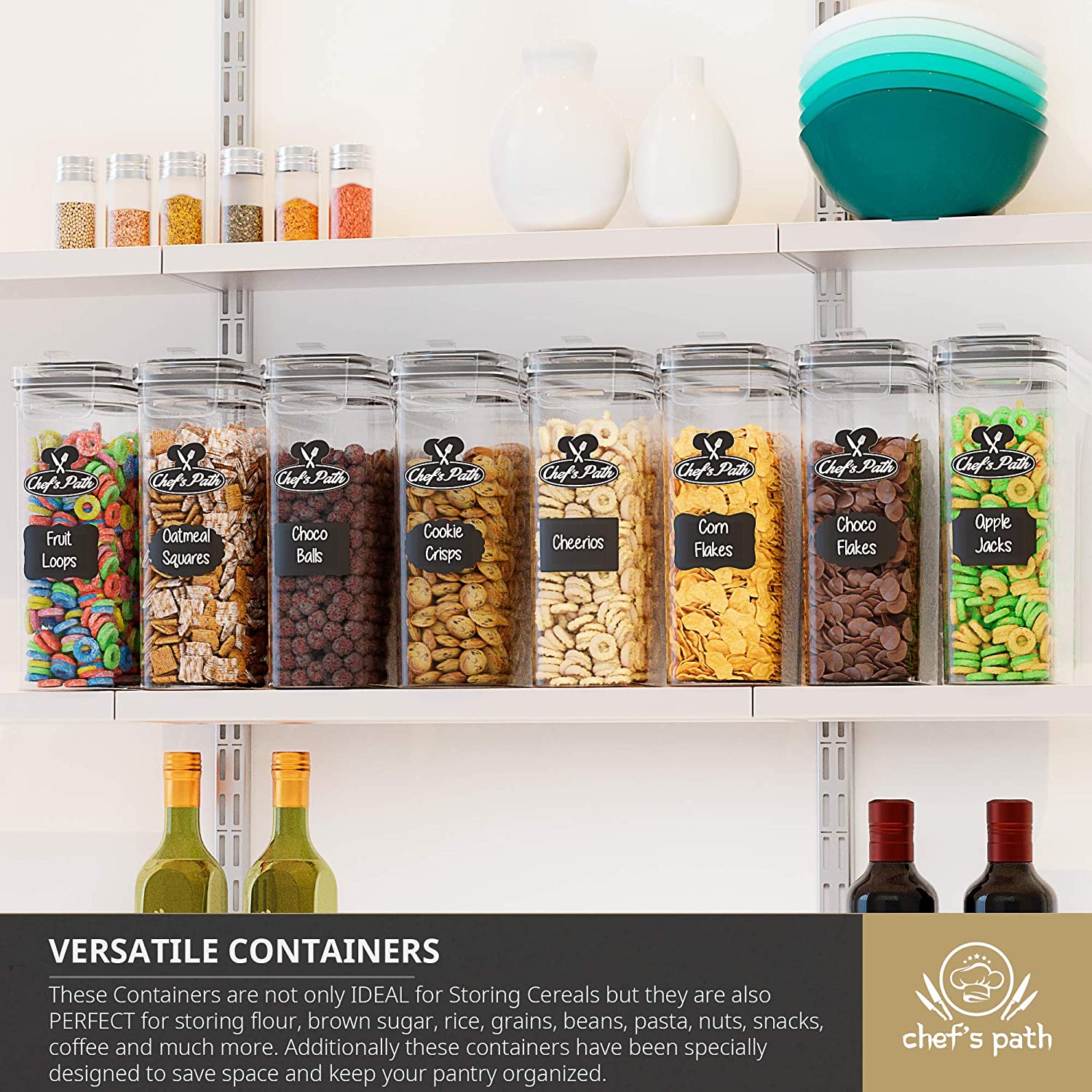Airtight Cereal Container Storage Set (4 PCS) – BPA - Free Pantry Organization S3063 - Food Storage Containers with | Sold by Uncle Wiener's Wholesale