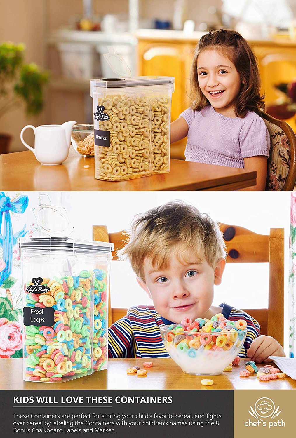 Airtight Cereal Container Storage Set (4 PCS) – BPA - Free Pantry Organization S3063 - Food Storage Containers with | Sold by Uncle Wiener's Wholesale