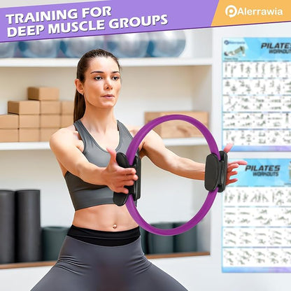 Alerrawia Pilates Ring Set – 14" Pilates Magic Circle with 5 Resistance Bands, 3 Yoga Bands, Exercise Ball, Gliding Discs & Workout Guide - Exercise Equipment with | Sold by Uncle Wiener's Wholesale