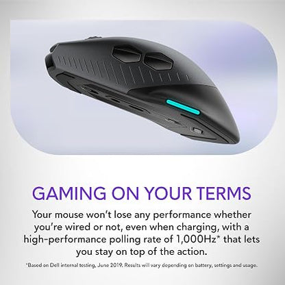Alienware AW610M Wireless Gaming Mouse – Rechargeable Wired/Wireless Optical Mouse with RGB Lighting, Programmable Buttons & 1000Hz Polling Rate, Dark Side of the Moon - Electronics with | Sold by Uncle Wiener's Wholesale