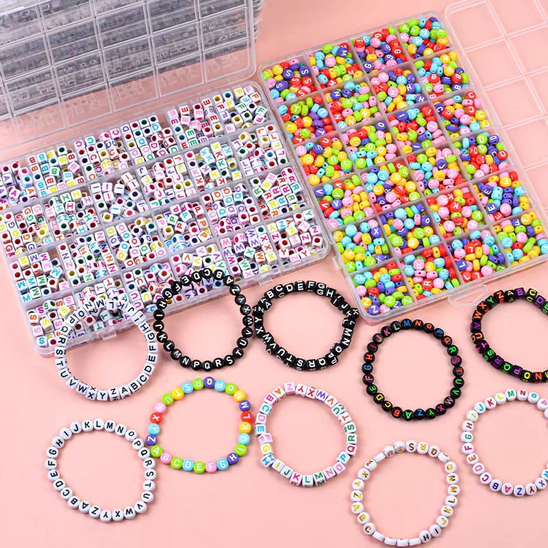 Alphabet Bead Jewelry Making Kit 1000+ Pieces DIY Bracelet Necklace Craft Set 3 Styles BEAD79 - with White Alphabet Bead Set | Sold by Uncle Wiener's Wholesale