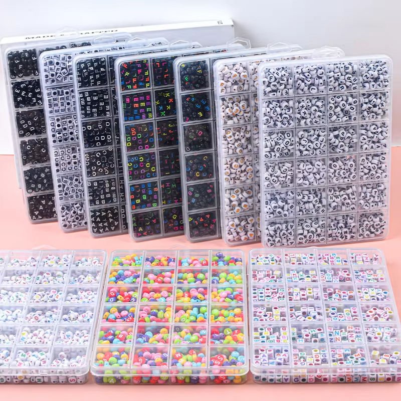 Alphabet Bead Jewelry Making Kit 1000+ Pieces DIY Bracelet Necklace Craft Set 3 Styles BEAD79 - with White Alphabet Bead Set | Sold by Uncle Wiener's Wholesale