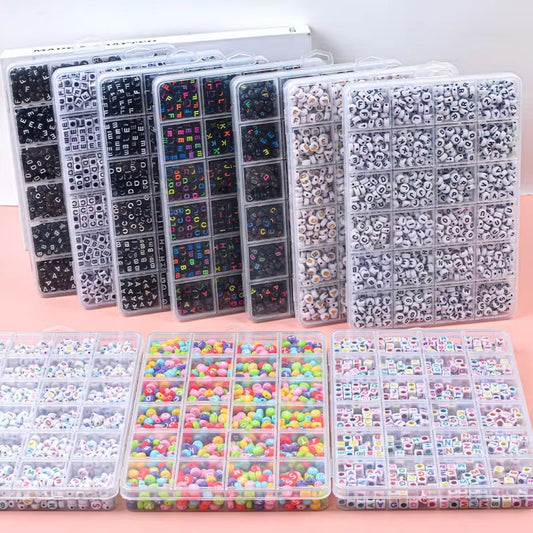 Alphabet Bead Jewelry Making Kit 1000+ Pieces DIY Bracelet Necklace Craft Set 3 Styles BEAD79 - with White Alphabet Bead Set | Sold by Uncle Wiener's Wholesale