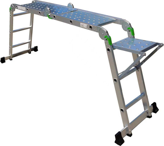 Aluminum Multipurpose Ladder 4x4 Step – 15 FT (4.6M) with Work Shelf & Steel Platform JD504 - with | Sold by Uncle Wiener's Wholesale
