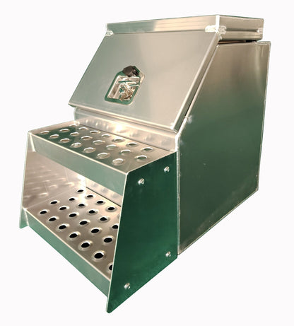 Aluminum Saddle - Step Truck Tool Box – 18" & 30" Diamond Plate Crossover Chest | Lockable, Weather - Resistant, Heavy - Duty Storage - with USB3002A (30") | Sold by Uncle Wiener's Wholesale