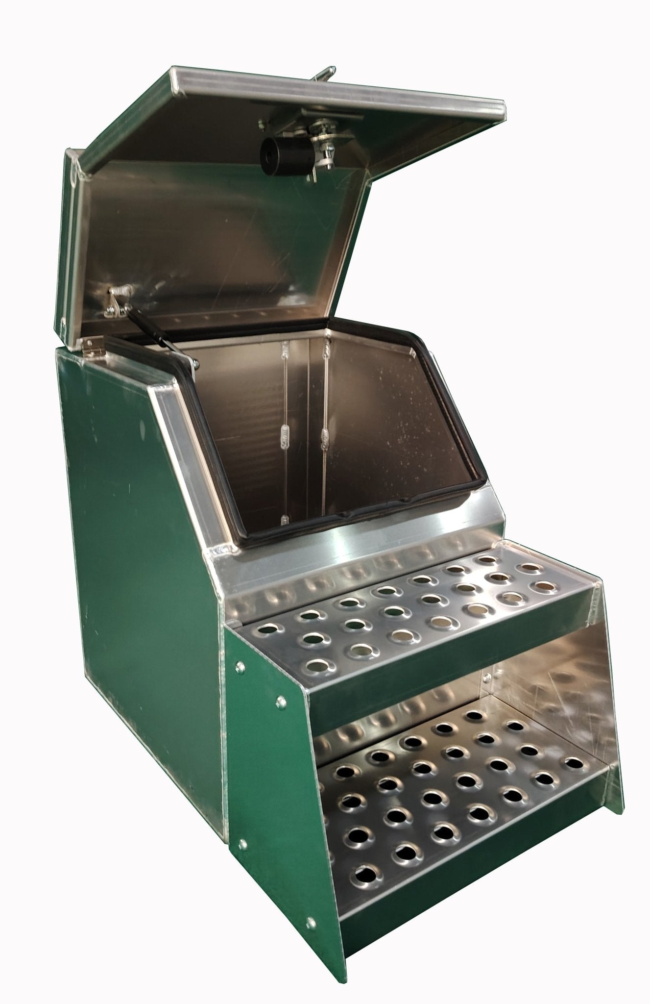 Aluminum Saddle - Step Truck Tool Box – 18" & 30" Diamond Plate Crossover Chest | Lockable, Weather - Resistant, Heavy - Duty Storage - with USB3002A (30") | Sold by Uncle Wiener's Wholesale