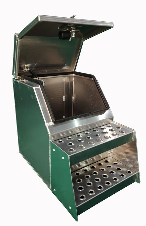 Aluminum Saddle - Step Truck Tool Box – 18" & 30" Diamond Plate Crossover Chest | Lockable, Weather - Resistant, Heavy - Duty Storage - with USB3002A (30") | Sold by Uncle Wiener's Wholesale