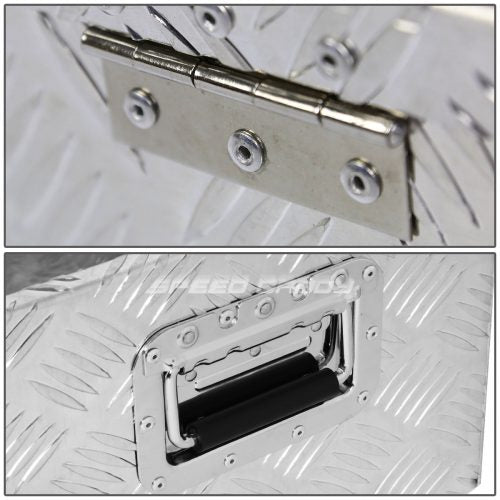 “Diamond plate aluminum underbody truck tool box with dual locks”
• “Weatherproof underbody truck tool storage box mounted under trailer”