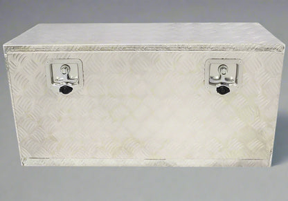 “Diamond plate aluminum underbody truck tool box with dual locks”
• “Weatherproof underbody truck tool storage box mounted under trailer”