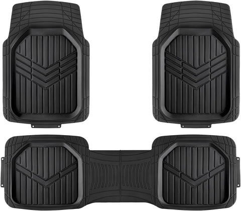 Amazon Basics 3 - Piece All - Weather Heavy Duty, Full Set Rubber Floor Mats for Universal Fit in Cars, SUVs, and Trucks, Black, Trim to Fit - with | Sold by Uncle Wiener's Wholesale