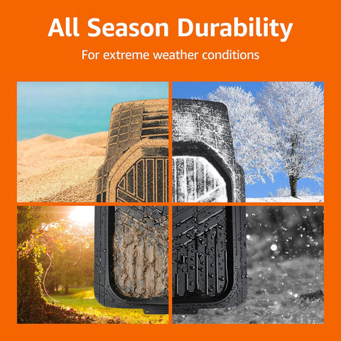 Amazon Basics 3 - Piece All - Weather Heavy Duty, Full Set Rubber Floor Mats for Universal Fit in Cars, SUVs, and Trucks, Black, Trim to Fit - with | Sold by Uncle Wiener's Wholesale