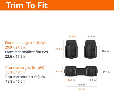 Amazon Basics 3 - Piece All - Weather Heavy Duty, Full Set Rubber Floor Mats for Universal Fit in Cars, SUVs, and Trucks, Black, Trim to Fit - with | Sold by Uncle Wiener's Wholesale